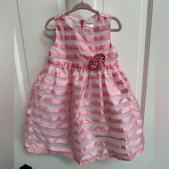 NWOT Gymboree 2T Girls Pink Stripe Formal Short Sleeve Party Dress - Picture 1 of 4